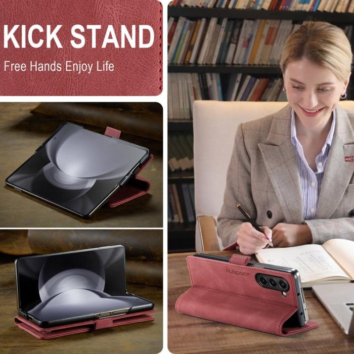 AUTSPACE - AUTSPACE Samsung Galaxy Z Fold6 5G Wallet Fodral Äkta läder - Röd