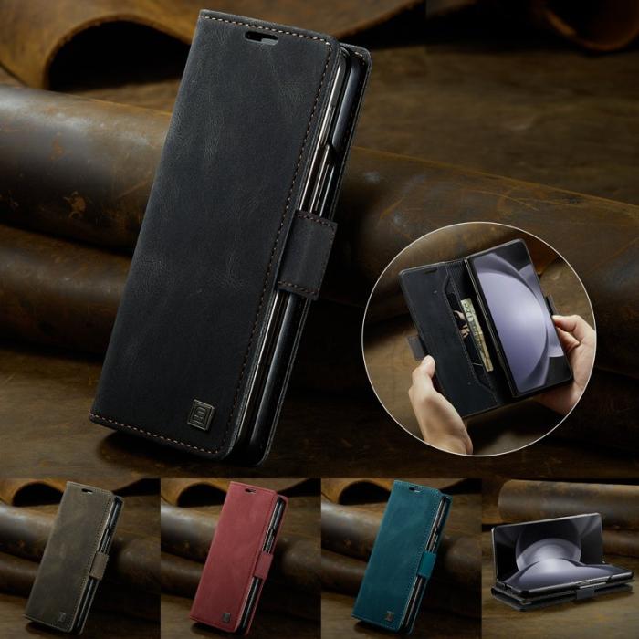 AUTSPACE - AUTSPACE Samsung Galaxy Z Fold6 5G Wallet Fodral Äkta läder - Svart