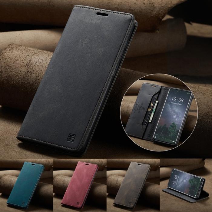 AUTSPACE - AUTSPACE Wallet Fodral för Xiaomi 12S Pro 5G - Äkta läder - Svart