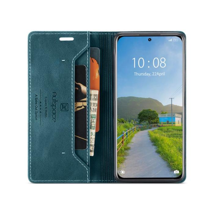 AUTSPACE - AUTSPACE Xiaomi 12S Pro 5G Wallet Fodral Äkta läder - Blå