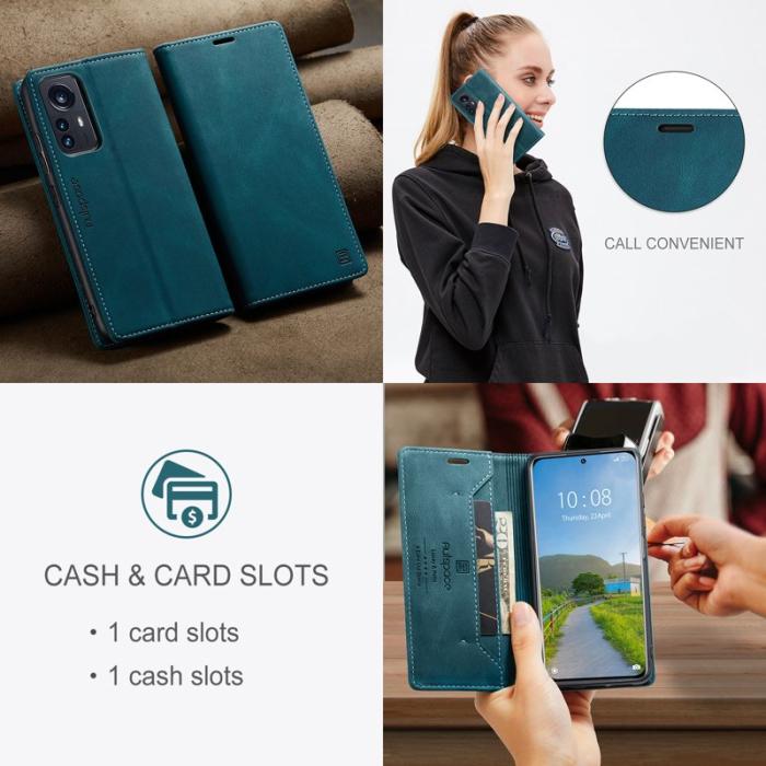 AUTSPACE - AUTSPACE Xiaomi 12S Pro 5G Wallet Fodral Äkta läder - Blå