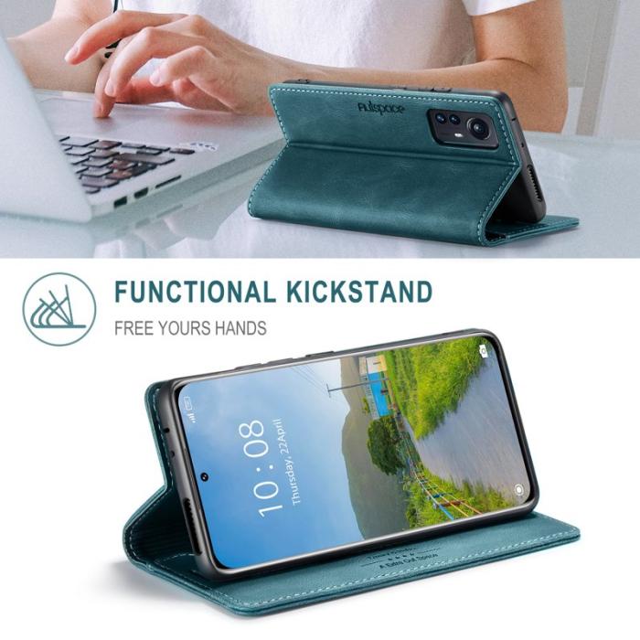 AUTSPACE - AUTSPACE Xiaomi 12S Pro 5G Wallet Fodral Äkta läder - Blå