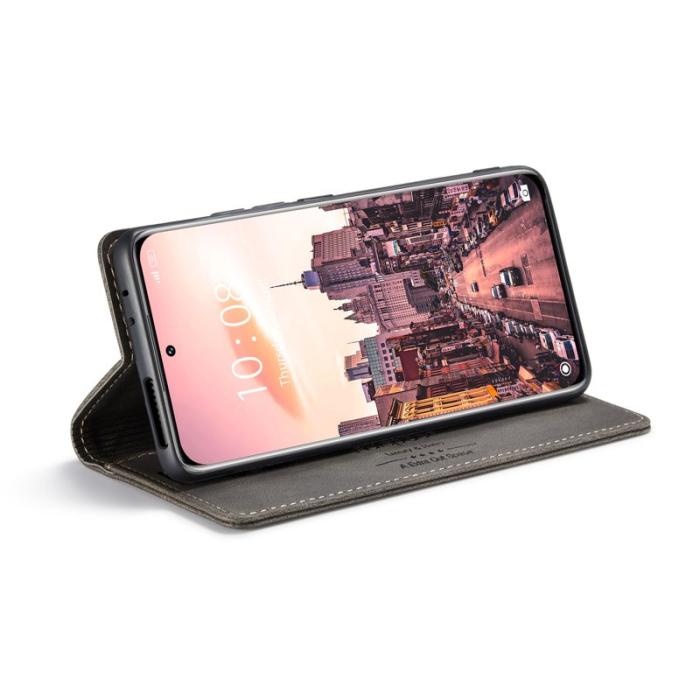 AUTSPACE - AUTSPACE Xiaomi 12S Pro 5G Wallet Fodral Äkta läder - Kaffe