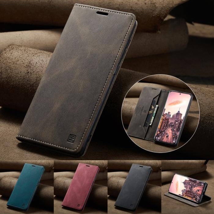 AUTSPACE - AUTSPACE Xiaomi 12S Pro 5G Wallet Fodral Äkta läder - Kaffe