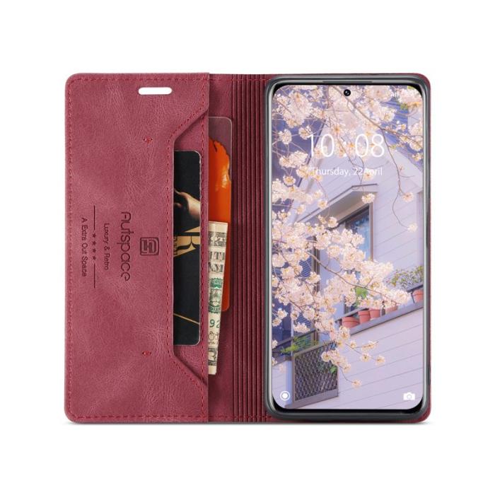 AUTSPACE - AUTSPACE Xiaomi 12S Pro 5G Wallet Fodral Äkta läder - Röd