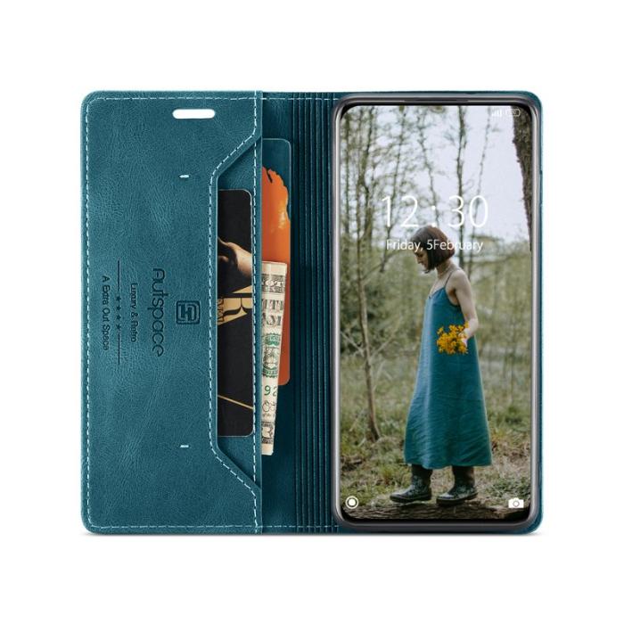 AUTSPACE - AUTSPACE Xiaomi 12X 5G Wallet Fodral Äkta läder - Blå