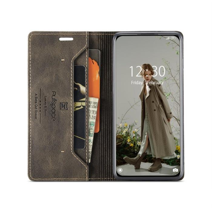 AUTSPACE - AUTSPACE Xiaomi 12X 5G Wallet Fodral Äkta läder - Kaffe