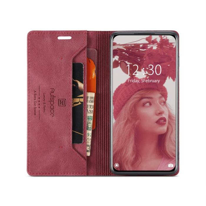 AUTSPACE - AUTSPACE Xiaomi 12X 5G Wallet Fodral Äkta läder - Röd