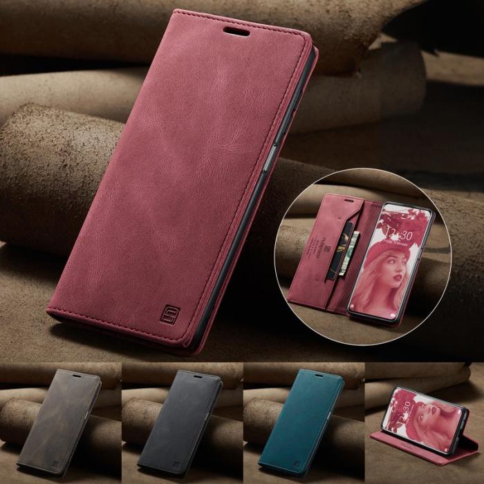 AUTSPACE - AUTSPACE Xiaomi 12X 5G Wallet Fodral Äkta läder - Röd