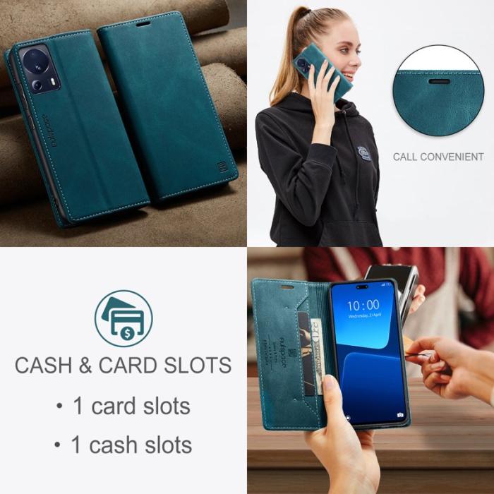 AUTSPACE - AUTSPACE Xiaomi 13 Lite Wallet Fodral Äkta läder - Blå