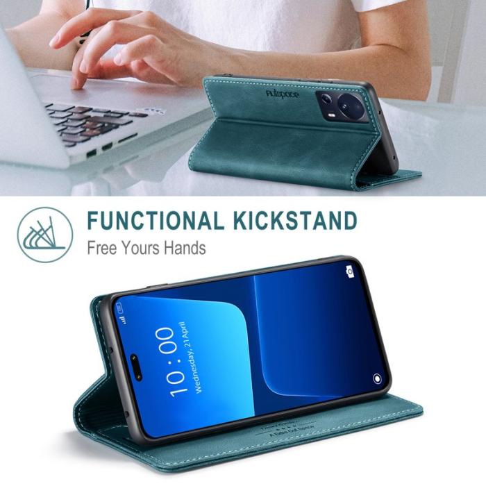 AUTSPACE - AUTSPACE Xiaomi 13 Lite Wallet Fodral Äkta läder - Blå