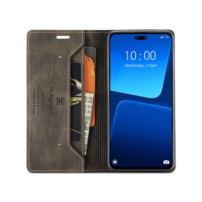 AUTSPACE - AUTSPACE Xiaomi 13 Lite Wallet Fodral Äkta läder - Kaffe