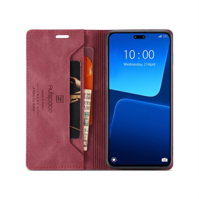 AUTSPACE - AUTSPACE Xiaomi 13 Lite Wallet Fodral Äkta läder - Röd