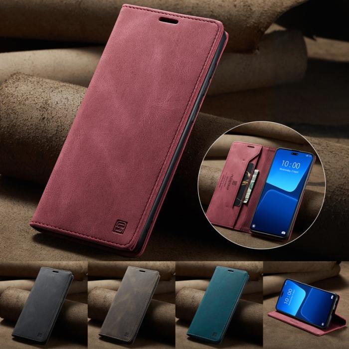 AUTSPACE - AUTSPACE Xiaomi 13 Lite Wallet Fodral Äkta läder - Röd