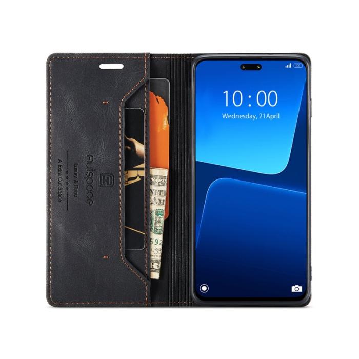 AUTSPACE - AUTSPACE Xiaomi 13 Lite Wallet Fodral Äkta läder - Svart