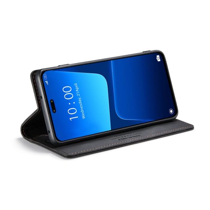 AUTSPACE - AUTSPACE Xiaomi 13 Lite Wallet Fodral Äkta läder - Svart