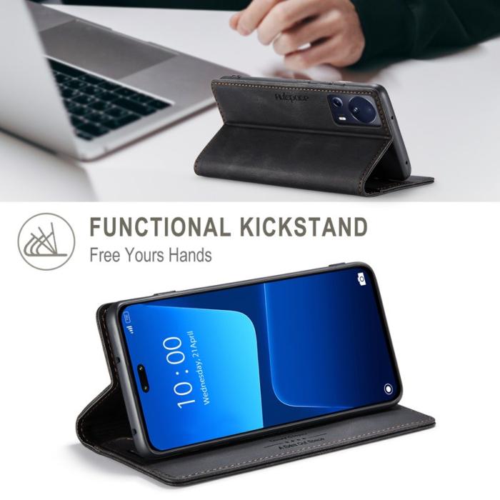 AUTSPACE - AUTSPACE Xiaomi 13 Lite Wallet Fodral Äkta läder - Svart