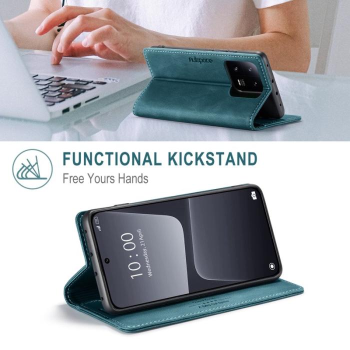 AUTSPACE - AUTSPACE Xiaomi 13 Pro 5G Wallet Fodral Äkta läder - Blå