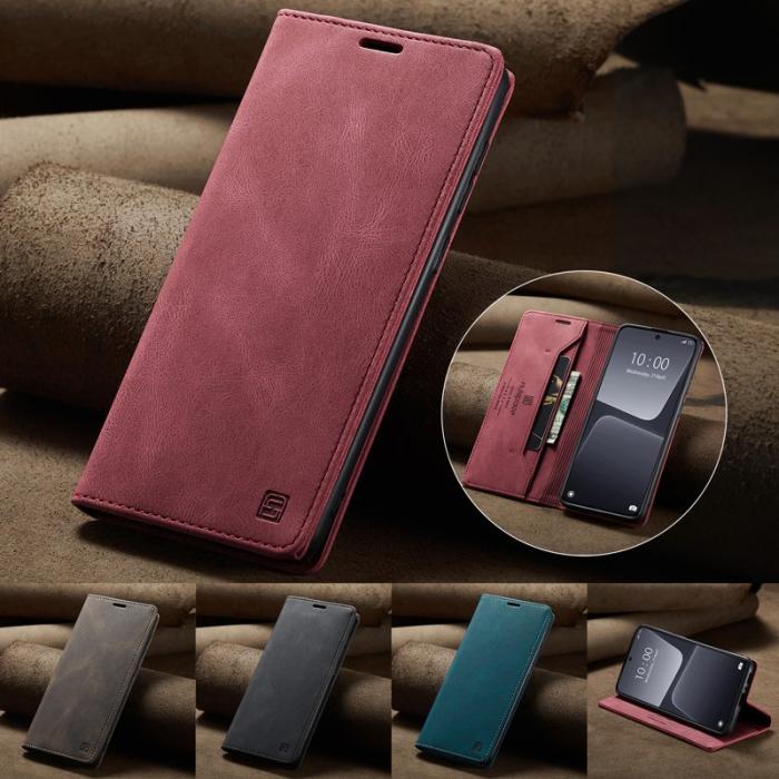 AUTSPACE - AUTSPACE Xiaomi 13 Pro 5G Wallet Fodral Äkta läder - Röd