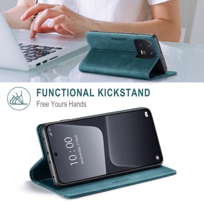 AUTSPACE - AUTSPACE Xiaomi 13 Wallet Fodral Äkta läder - Blå