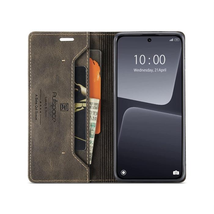 AUTSPACE - AUTSPACE Xiaomi 13 Wallet Fodral Äkta läder - Kaffe