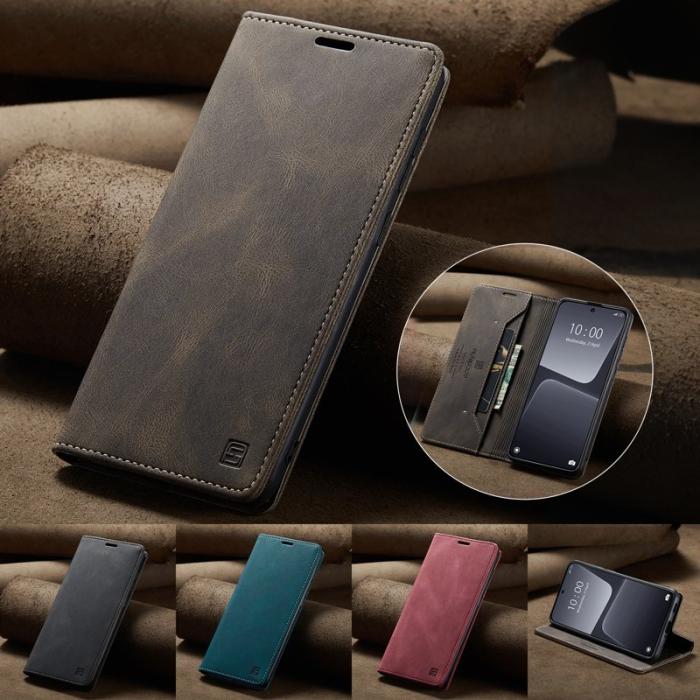 AUTSPACE - AUTSPACE Xiaomi 13 Wallet Fodral Äkta läder - Kaffe