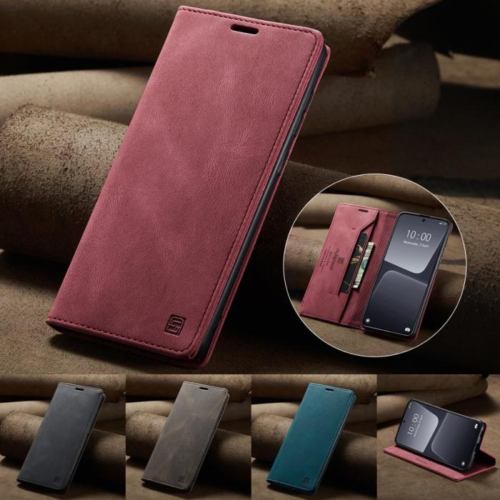 AUTSPACE - AUTSPACE Xiaomi 13 Wallet Fodral Äkta läder - Röd