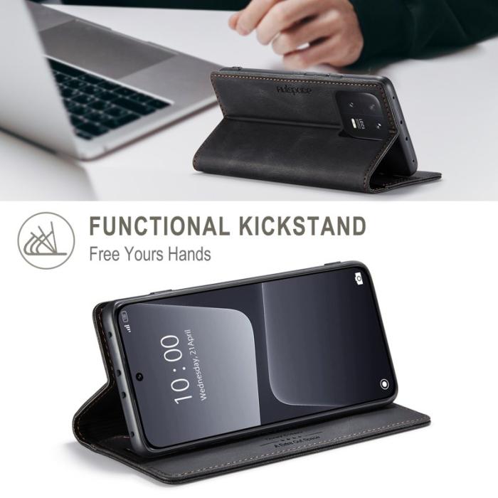 AUTSPACE - AUTSPACE Xiaomi 13 Wallet Fodral Äkta läder - Svart