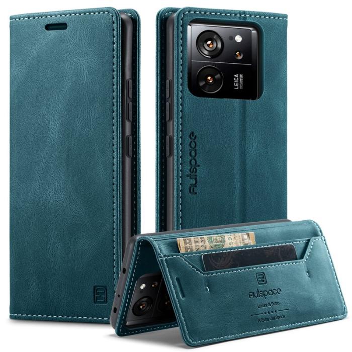 AUTSPACE - AUTSPACE Xiaomi 13T Pro Wallet Fodral Äkta läder - Blå