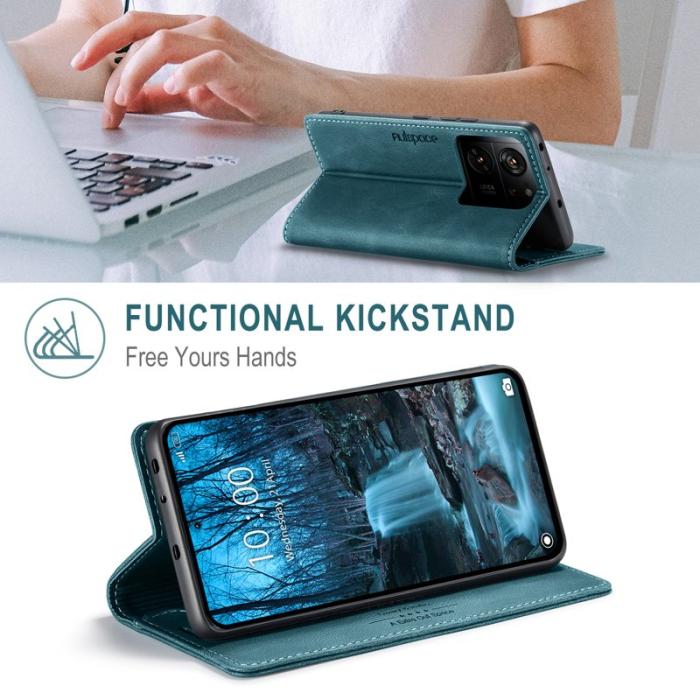 AUTSPACE - AUTSPACE Xiaomi 13T Pro Wallet Fodral Äkta läder - Blå