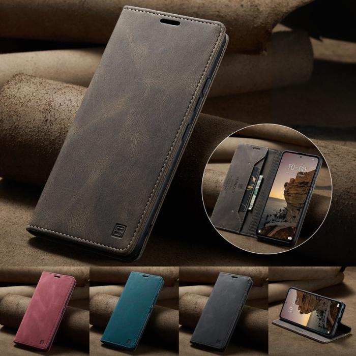 AUTSPACE - AUTSPACE Xiaomi 13T Pro Wallet Fodral Äkta läder - Kaffe