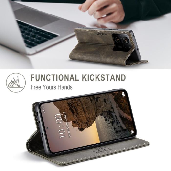 AUTSPACE - AUTSPACE Xiaomi 13T Pro Wallet Fodral Äkta läder - Kaffe