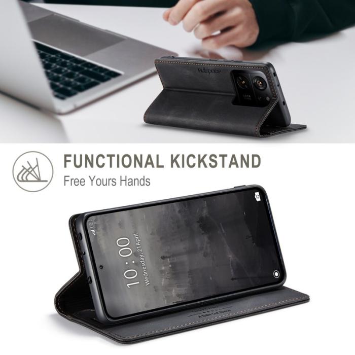 AUTSPACE - AUTSPACE Xiaomi 13T Pro Wallet Fodral Äkta läder - Svart