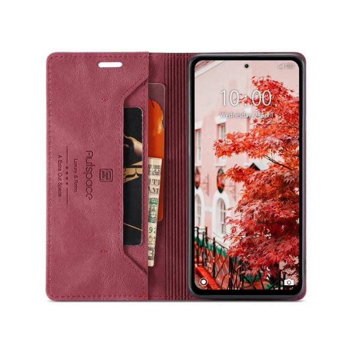 AUTSPACE - AUTSPACE Xiaomi 14 Pro Wallet Fodral Äkta läder - Röd