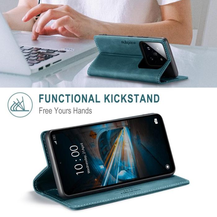 AUTSPACE - AUTSPACE Xiaomi 14 Wallet Fodral Äkta läder - Blå