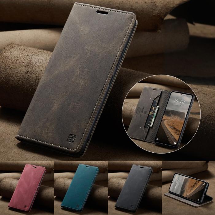 AUTSPACE - AUTSPACE Xiaomi 14 Wallet Fodral Äkta läder - Kaffe