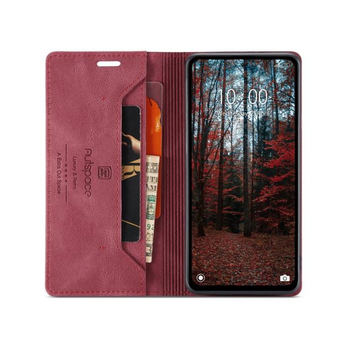 AUTSPACE - AUTSPACE Xiaomi 14 Wallet Fodral Äkta läder - Röd