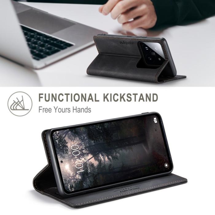 AUTSPACE - AUTSPACE Xiaomi 14 Wallet Fodral Äkta läder - Svart