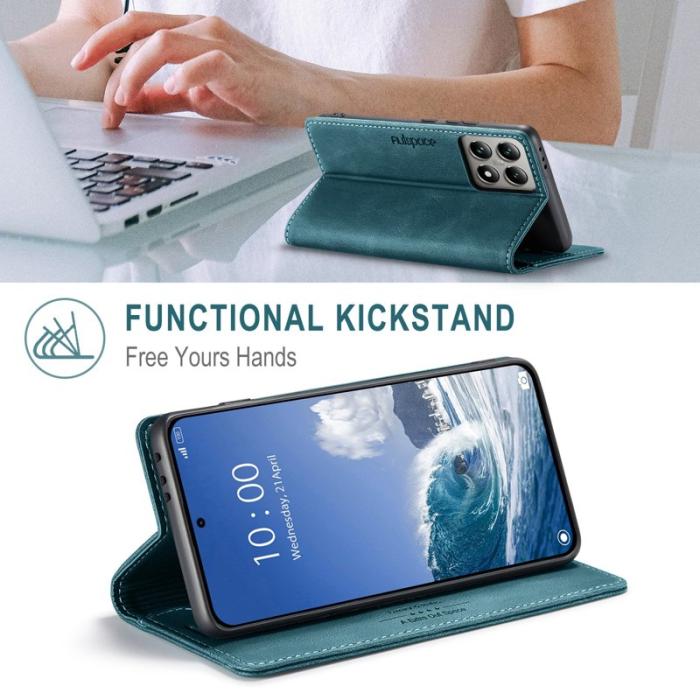 AUTSPACE - AUTSPACE Xiaomi 14T Wallet Fodral Äkta läder - Blå