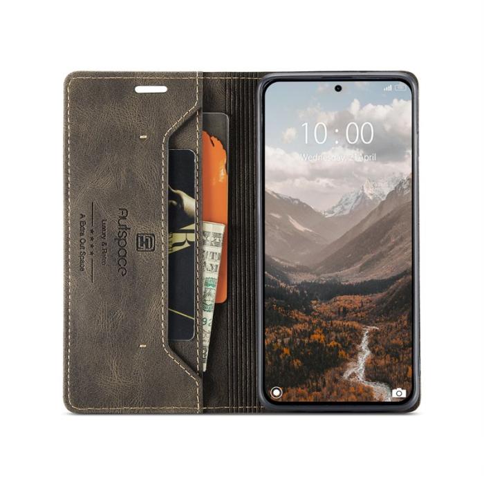 AUTSPACE - AUTSPACE Xiaomi 14T Wallet Fodral Äkta läder - Kaffe