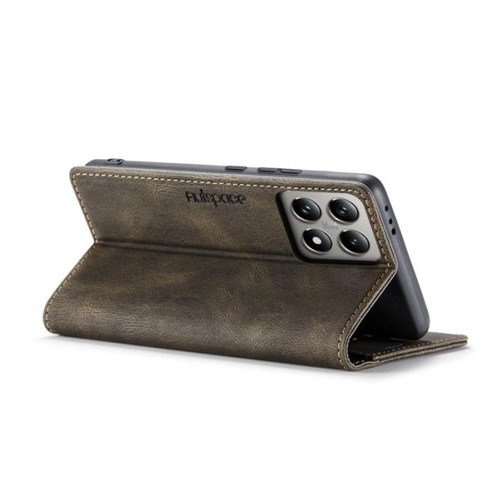 AUTSPACE - AUTSPACE Xiaomi 14T Wallet Fodral Äkta läder - Kaffe
