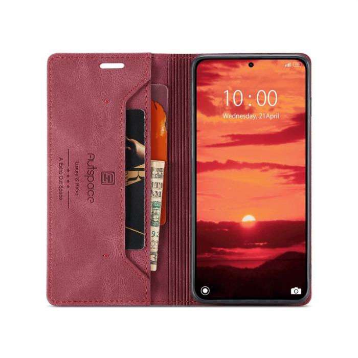 AUTSPACE - AUTSPACE Xiaomi 14T Wallet Fodral Äkta läder - Röd