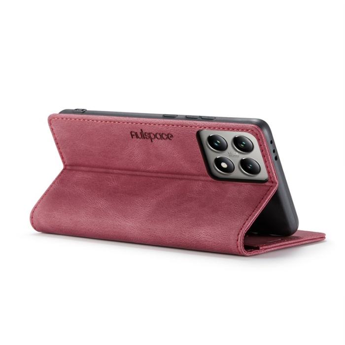 AUTSPACE - AUTSPACE Xiaomi 14T Wallet Fodral Äkta läder - Röd