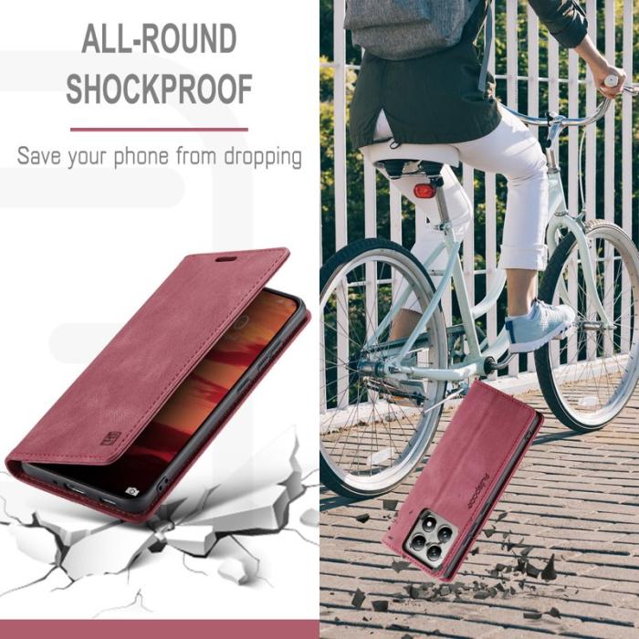 AUTSPACE - AUTSPACE Xiaomi 14T Wallet Fodral Äkta läder - Röd