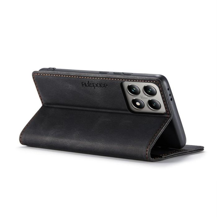 AUTSPACE - AUTSPACE Xiaomi 14T Walletfodral Äkta läder - Svart