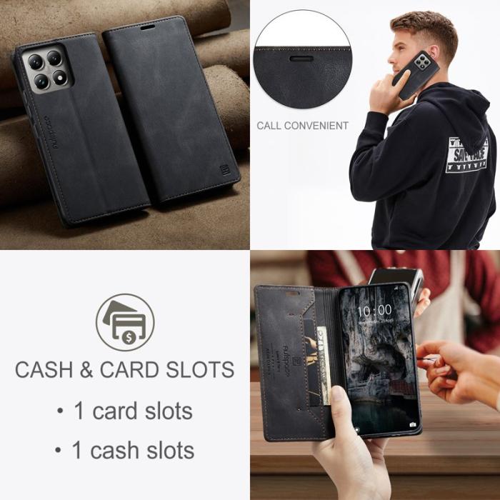 AUTSPACE - AUTSPACE Xiaomi 14T Walletfodral Äkta läder - Svart