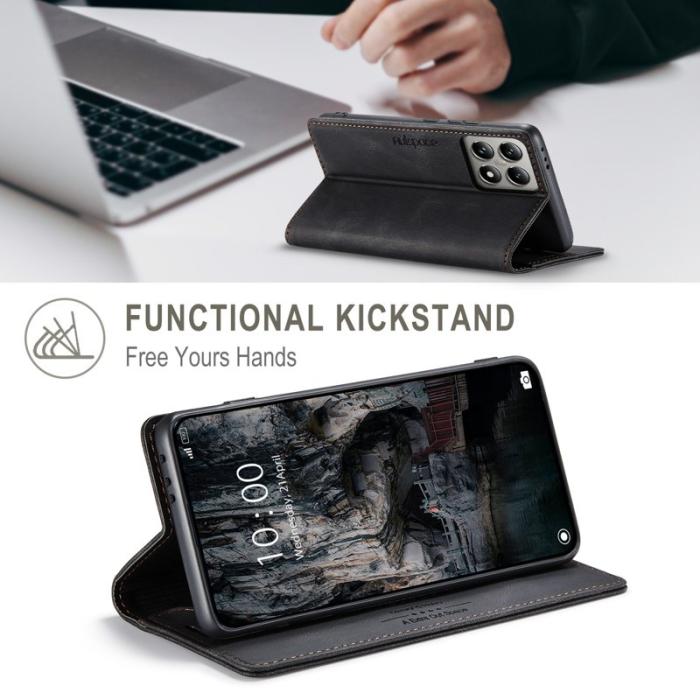 AUTSPACE - AUTSPACE Xiaomi 14T Walletfodral Äkta läder - Svart