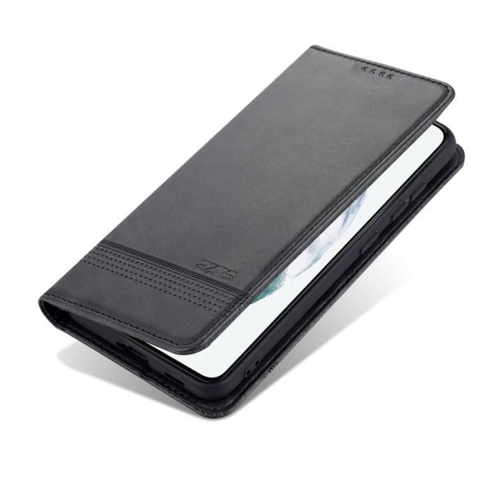 AZNS - AZNS Auto-absorbed Magnetic Stand Wallet Fodral Äkta läder - Svart