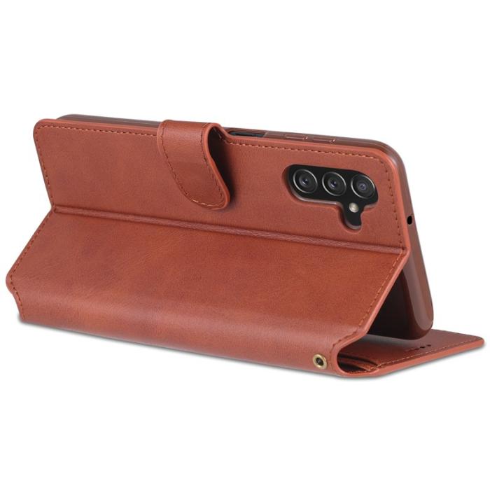 AZNS - AZNS Book Stand Fodral PU Läder - Brun för Samsung Galaxy A13 5G