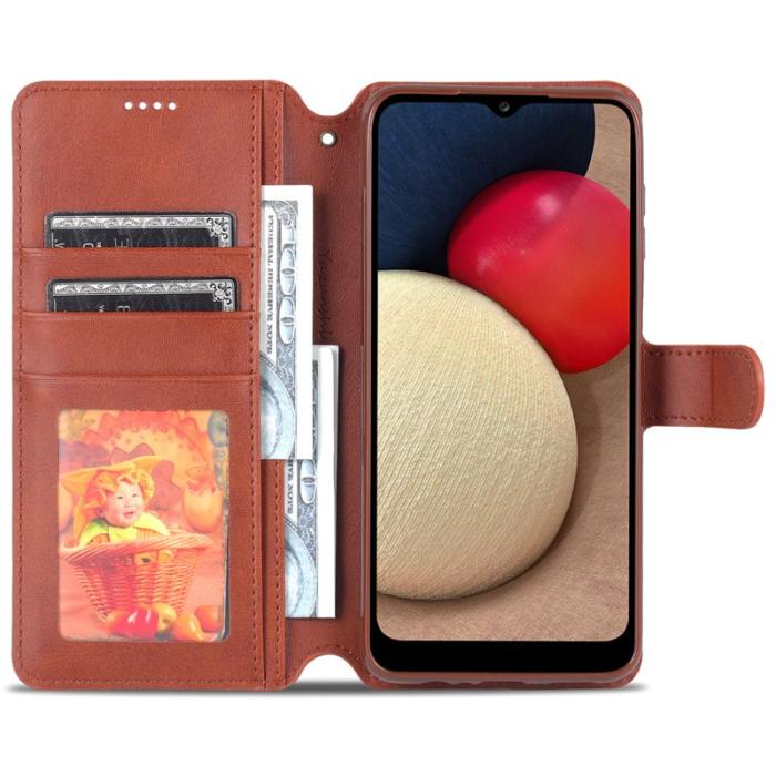 AZNS - AZNS Book Stand Fodral PU Läder - Brun för Samsung Galaxy A13 5G